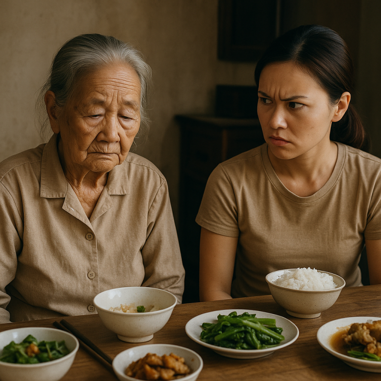 CON DÂU NÉM ĐŨA, TRỪNG MẮT HÉT LÊN, CHỬI TÔI LÀ “LOẠI ĐỒ ĂN BÁM NHƯ BÀ, IM ĐI CHO ĐỠ NH//ỤC”, TÔI CHỈ BIẾT IM LẶNG, CHỜ ĐỢI TỚI NGÀY HỌP HỌ….