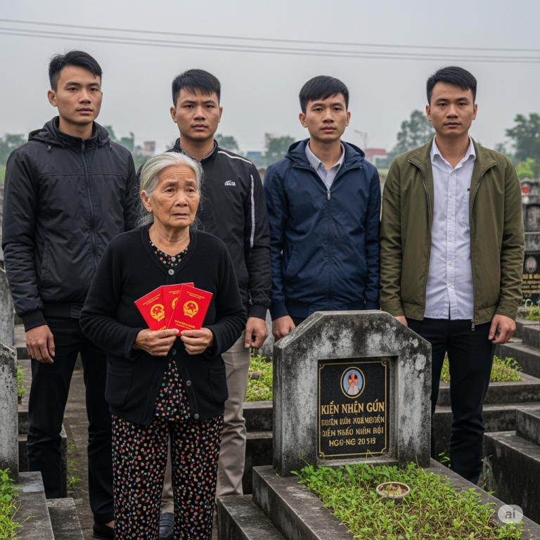 Con cái c-ãi nhau o-m sò-m trước mặt mẹ già, xem ai sẽ phải “nuô-i bà” cuối đời, không ngờ đúng 1 tuần sau bà dẫn 4 đứa con trai đến nghĩa địa cầm theo 4 quyển sổ đỏ và tuyên bố…